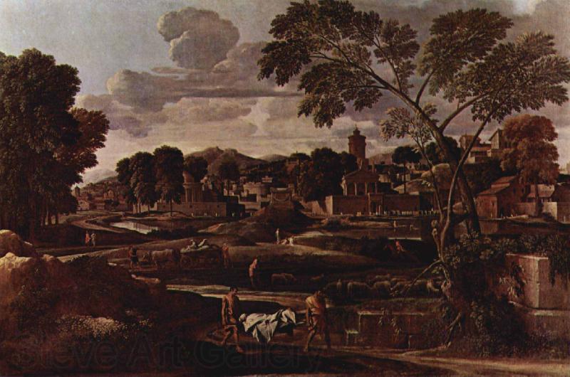 Nicolas Poussin Landschaft mit dem Begrabnis des Phokos Spain oil painting art